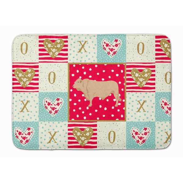 Carolines Treasures 19 x 27 in. Charolais Cow Love Machine Washable Memory Foam Mat CK5253RUG - main